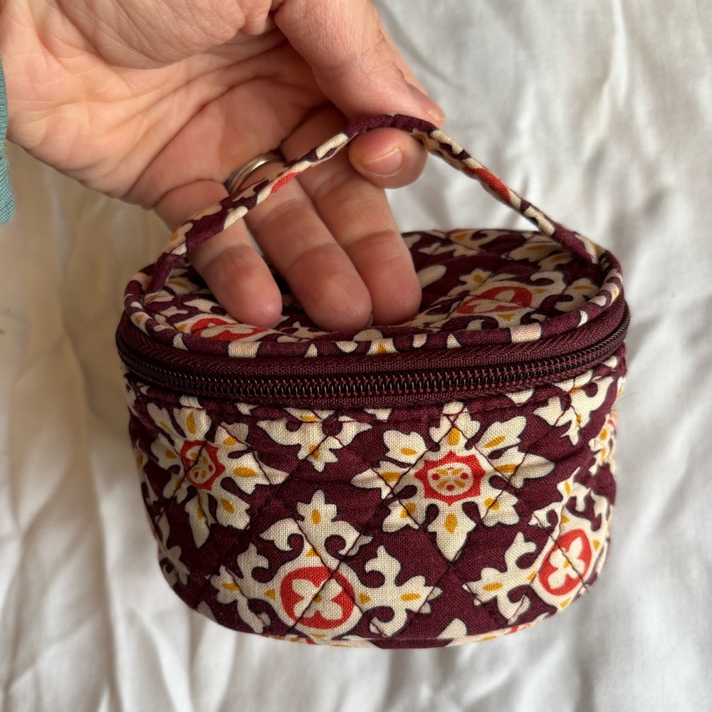 Vera Bradley Burgundy Medallion Pattern Retired Jewelry Case